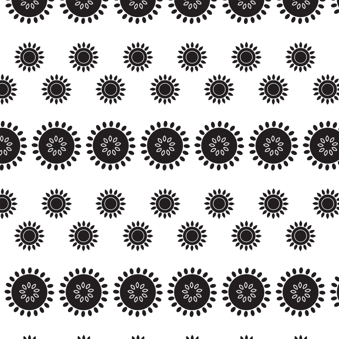 Floral Black Pattern with Transparent Background for Design