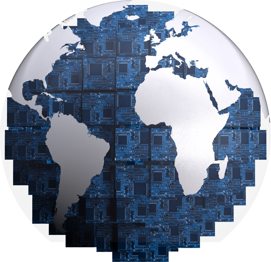 Transparent Global Digital Circuit World Illustration