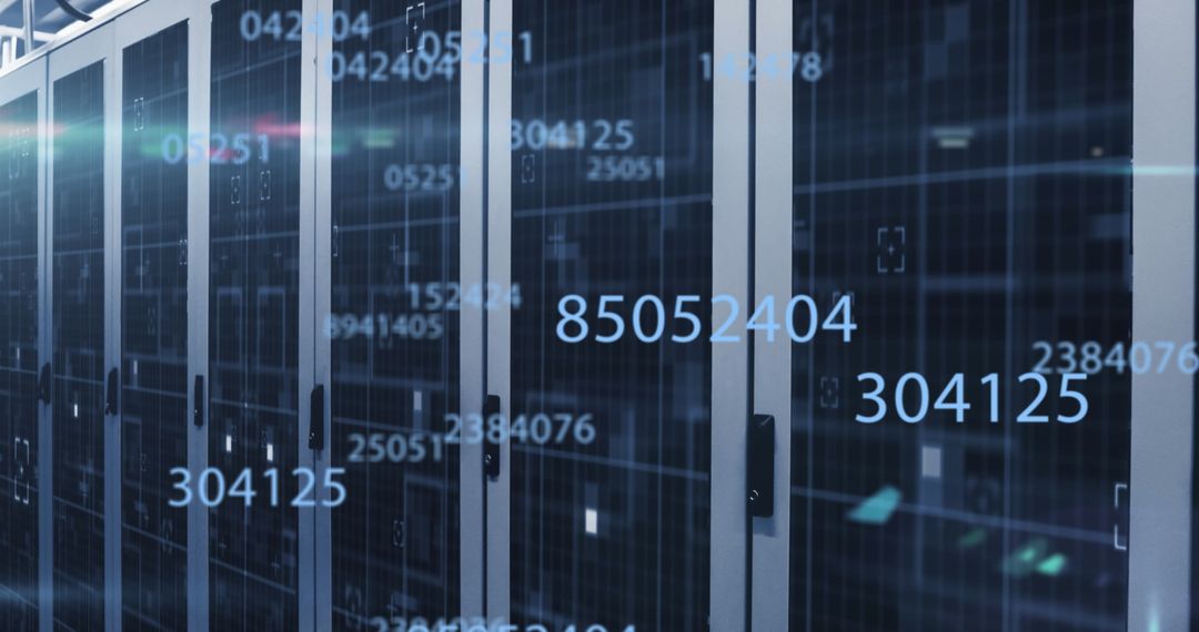 High-Tech Server Room with Data Flowing