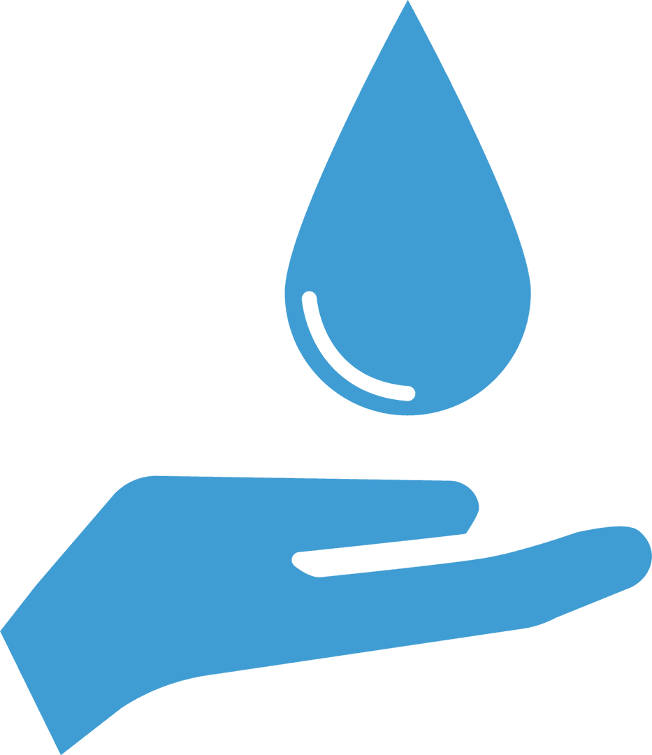 Transparent Water Conservation Icon with Hand and Droplet