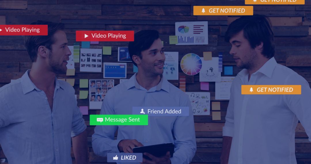 Business Team Discussing Digital Media Strategy and Analytics Insights