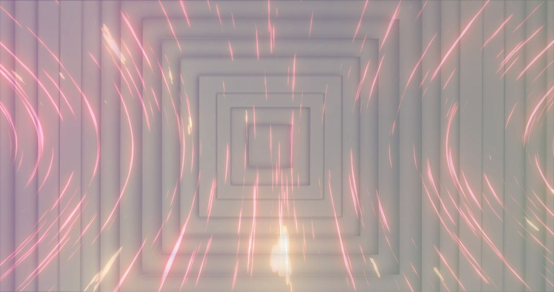 Light Trails Over Abstract Square Tunnel