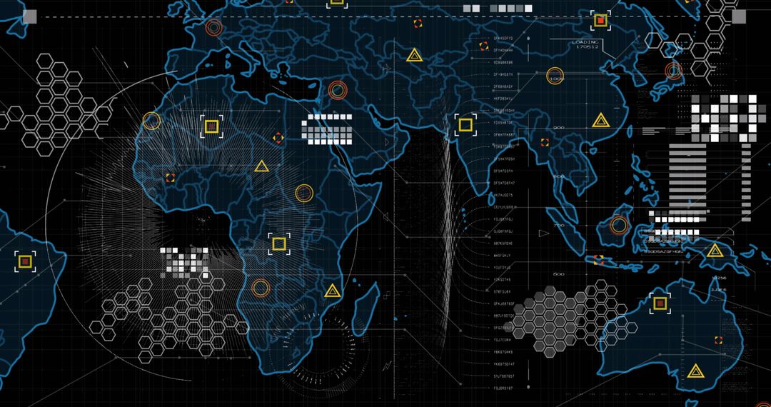 Futuristic Digital World Map with Global Network Connection