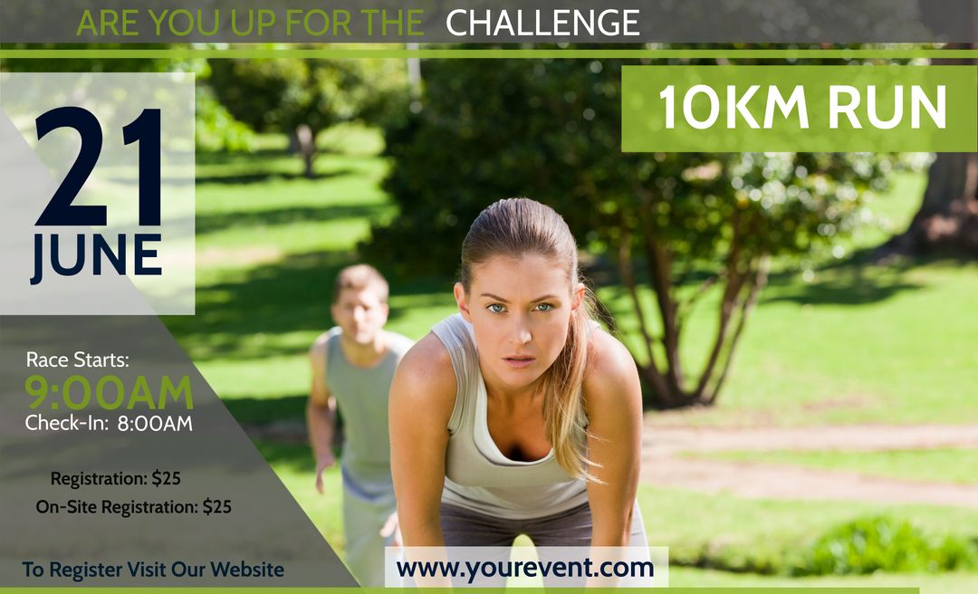 Determined Runner Preparing for Competitive 10KM Race in Lush Park