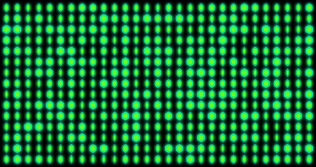 Flowing Green Digital Dots on Black Background