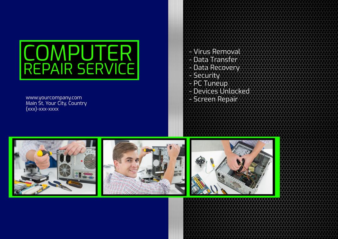 Professional Computer Repair Service Highlighting Various IT Solutions - Download Free Stock Templates Pikwizard.com