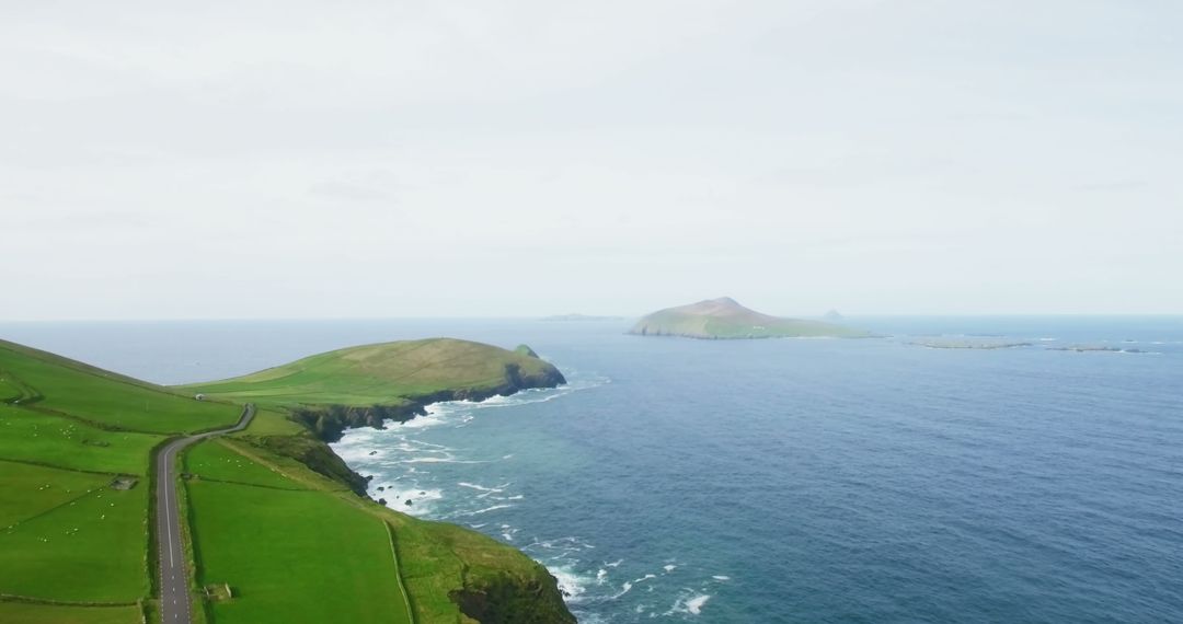 Scenic Coastal Landscape with Rolling Hills and Ocean View - Free Images, Stock Photos and Pictures on Pikwizard.com