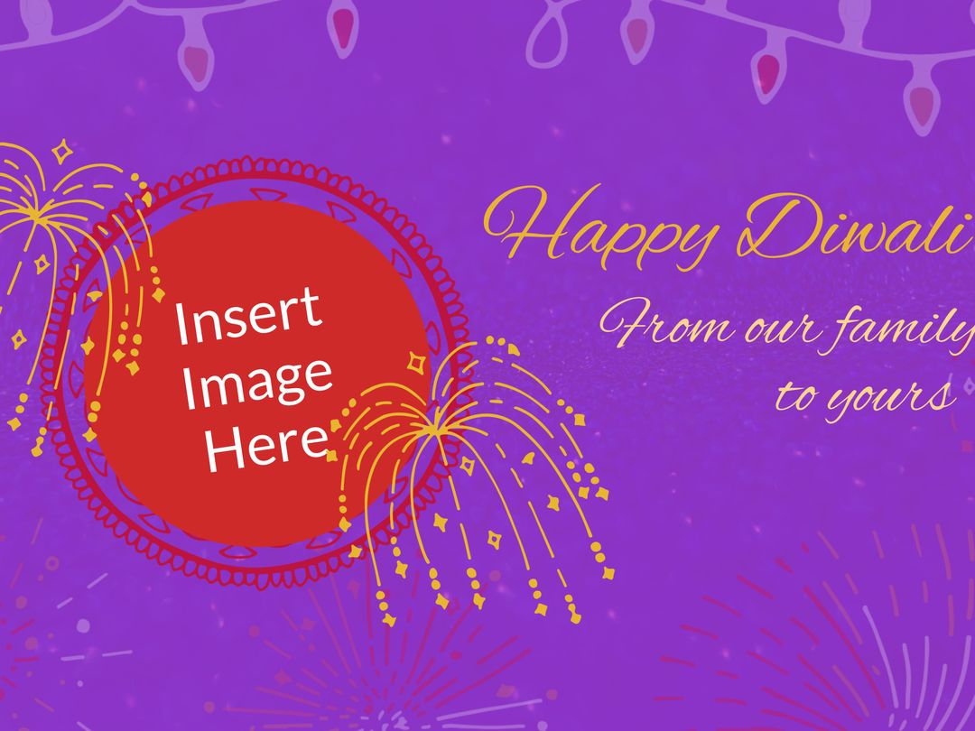 Colorful Diwali Greeting Card with Fireworks and Lights