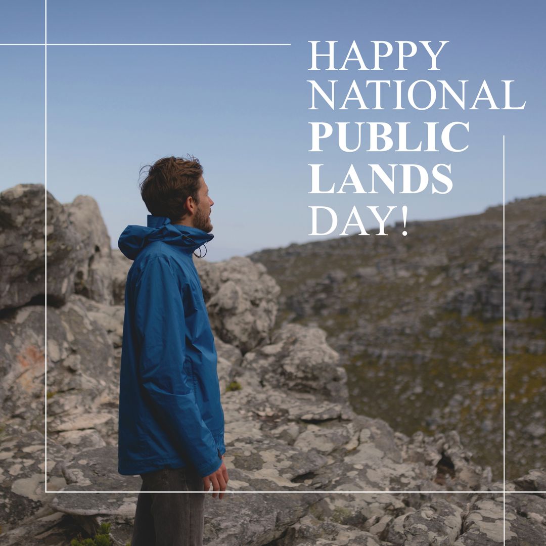 Male Hiker Admiring Rocky Landscape Celebrating Public Lands Day