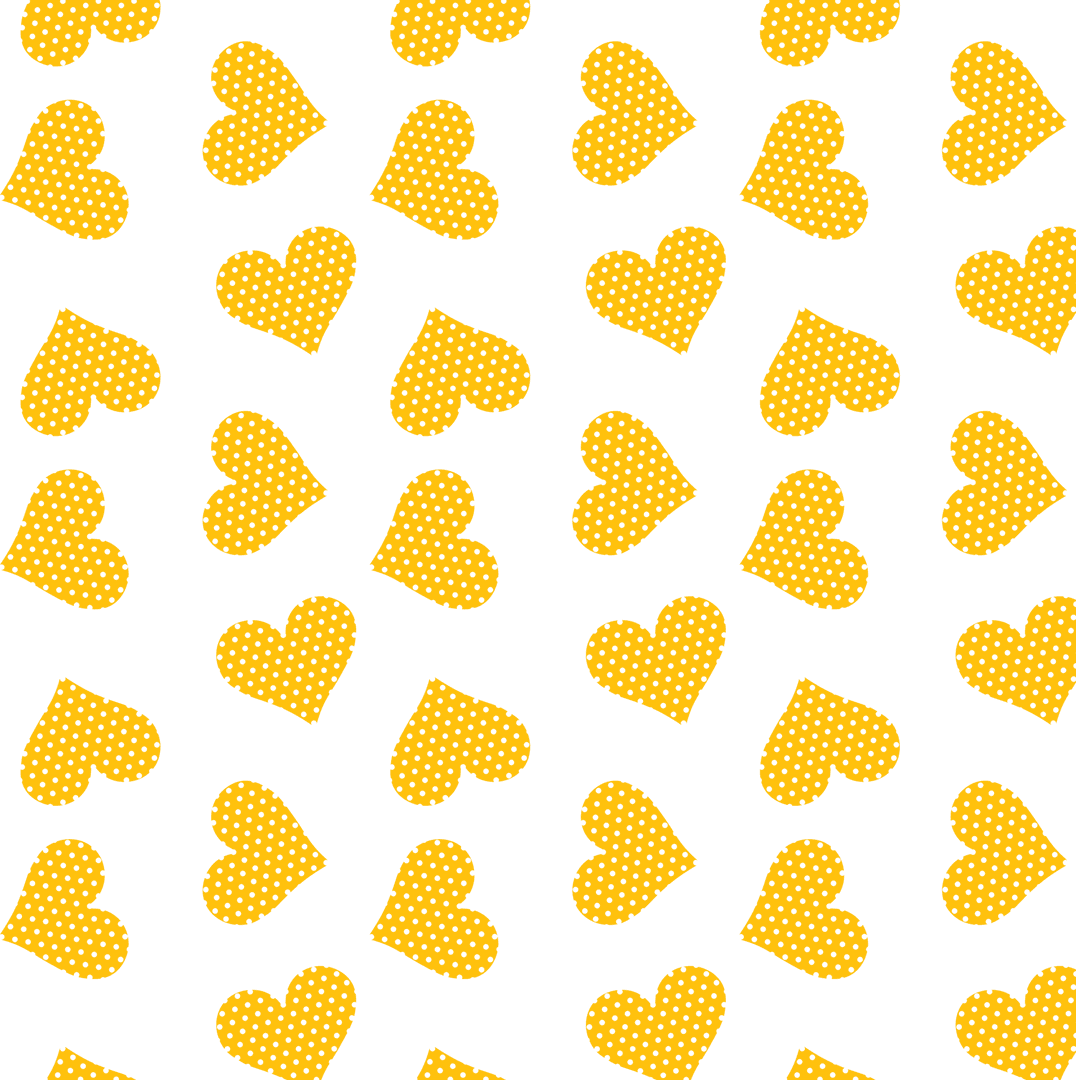 Yellow Hearts Pattern Seamless Transparent Background