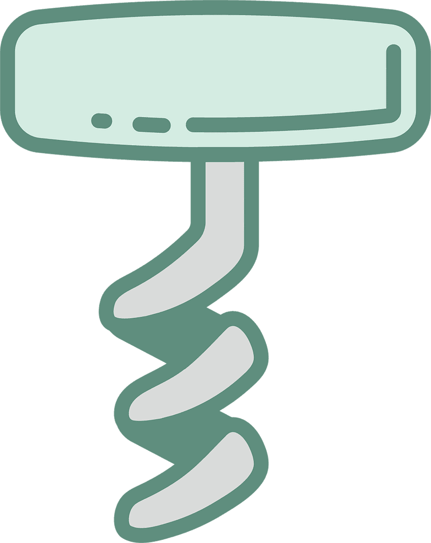 Green Digital Corkscrew Illustration on Transparent Background
