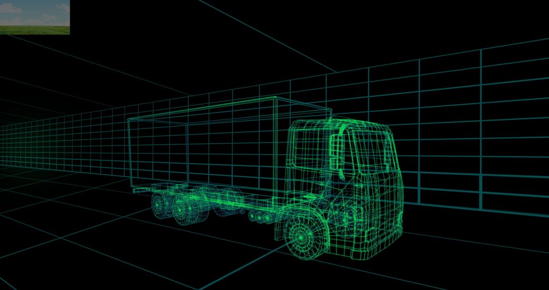 Innovative Digital Wireframe Lorry Design Concept