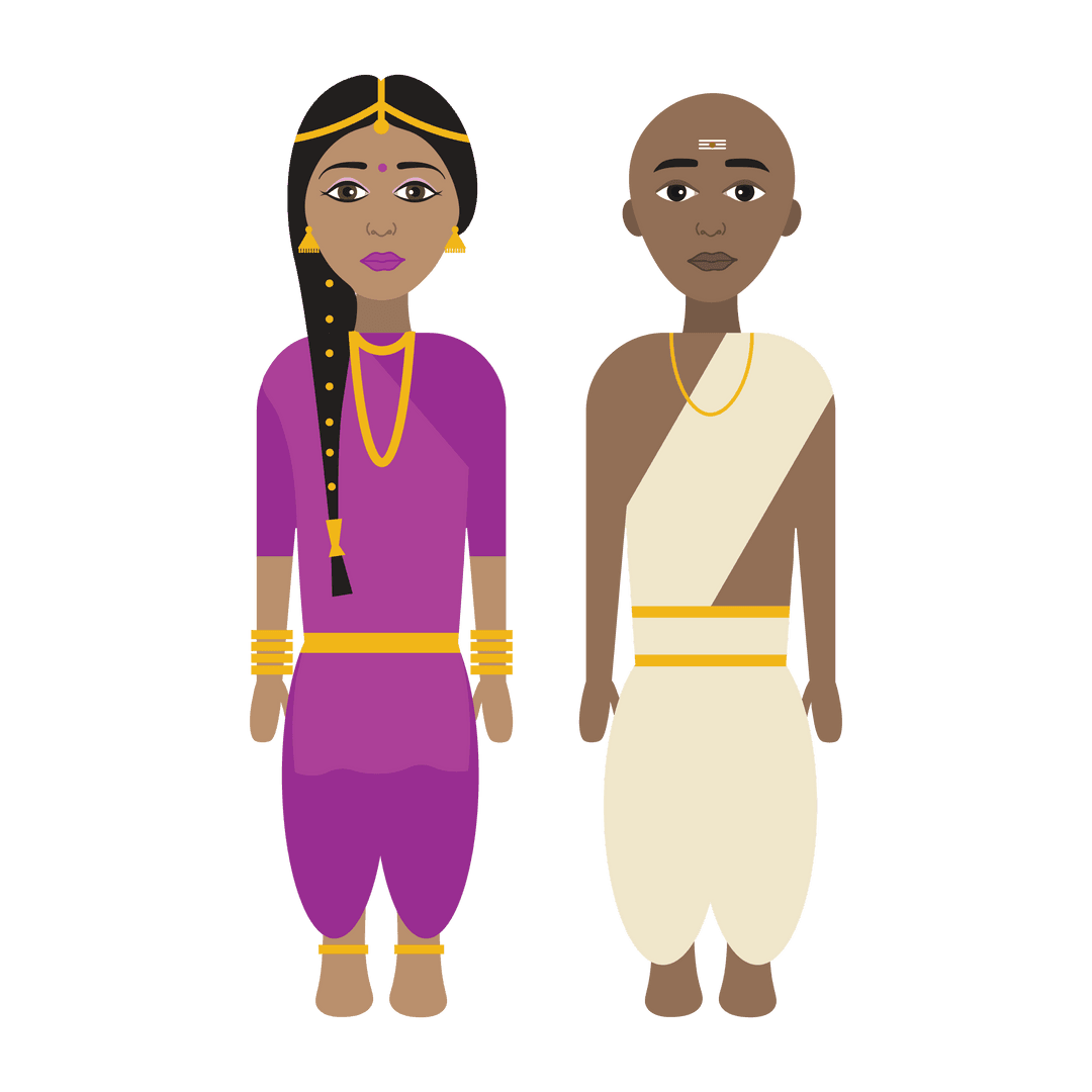 South Indian Bride and Groom in Traditional Attire Vector Transparent