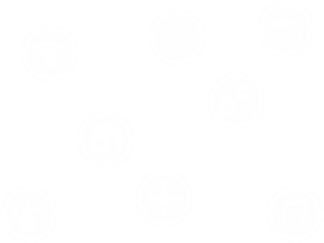 Abstract Circular Technology Icons on Transparent Background