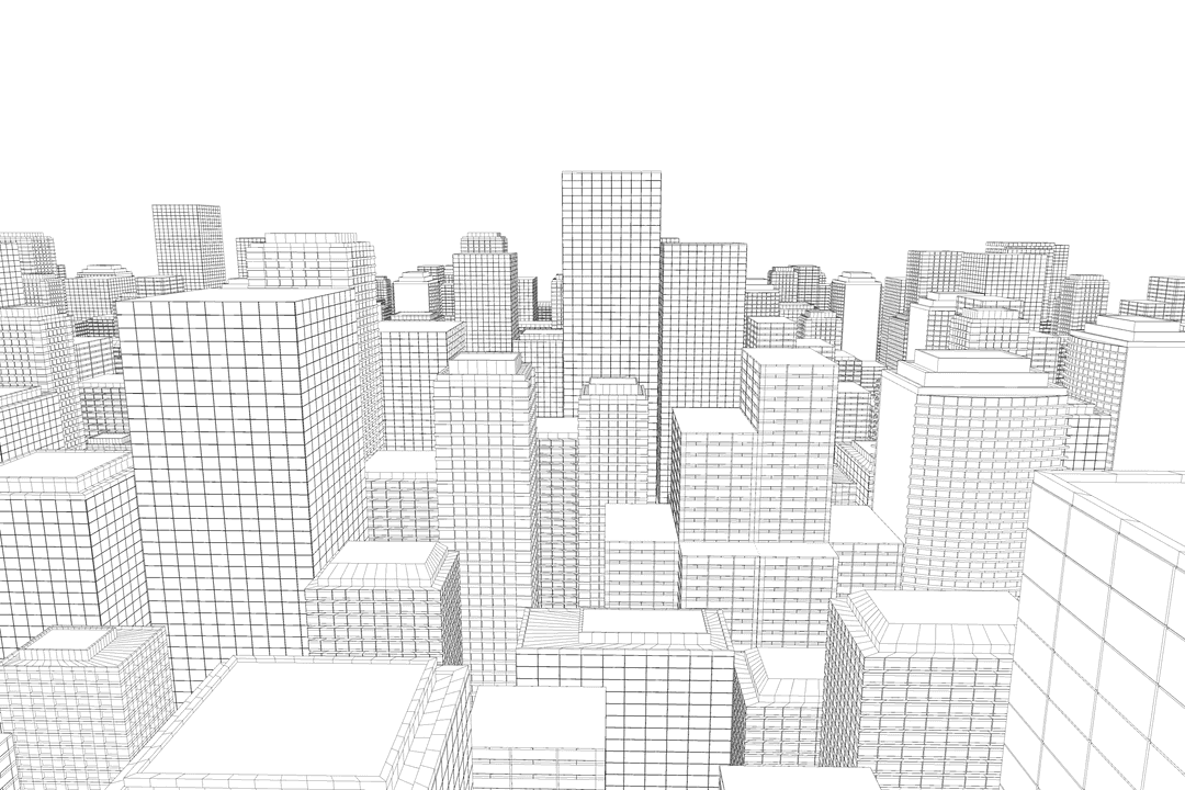 3D Cityscape Model Vector Illustration on Transparent Background