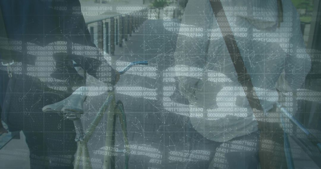 Urban Cycling Enhanced with Futuristic Digital Overlay