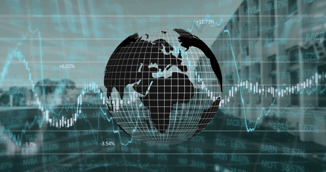 Global Financial Data with Futuristic Technology Overlaying