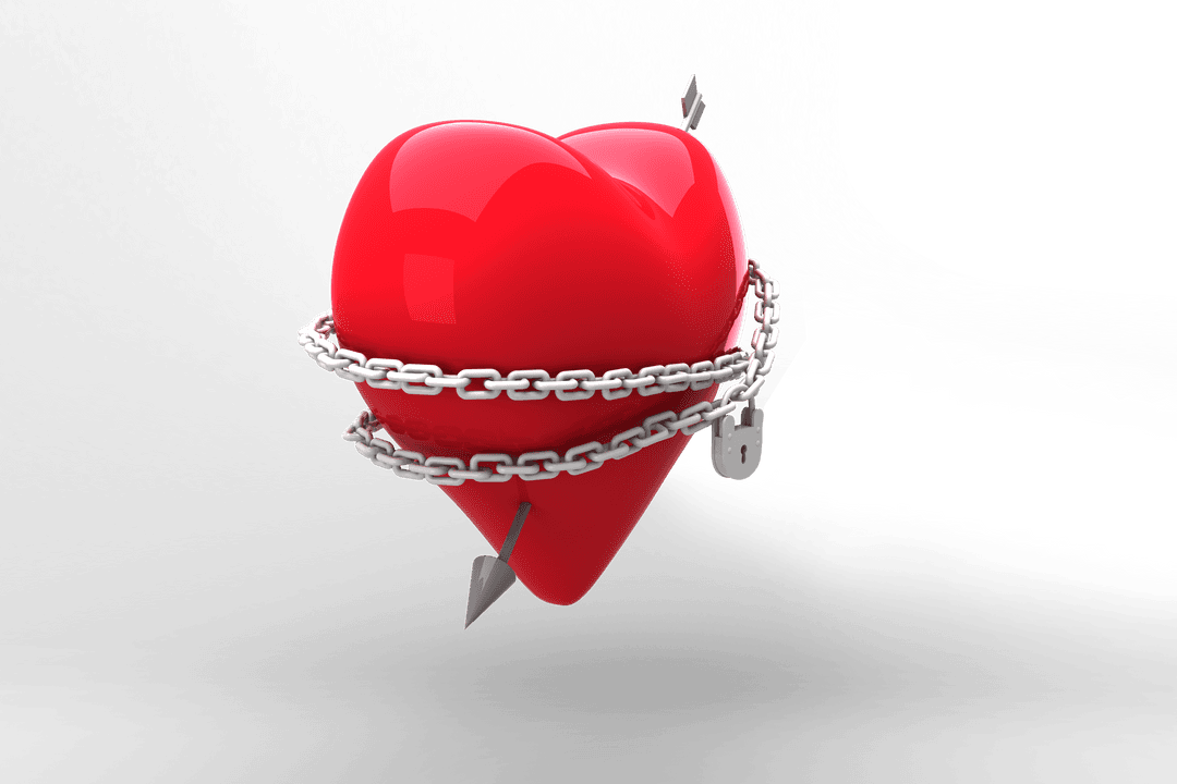 Heart Wrapped with Chain and Arrow Transparent PNG Love Concept