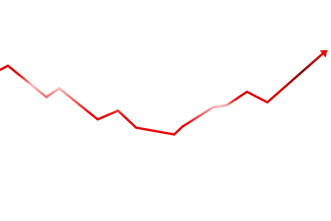 Digital Red Arrow on Transparent Background Showing Upward Trend