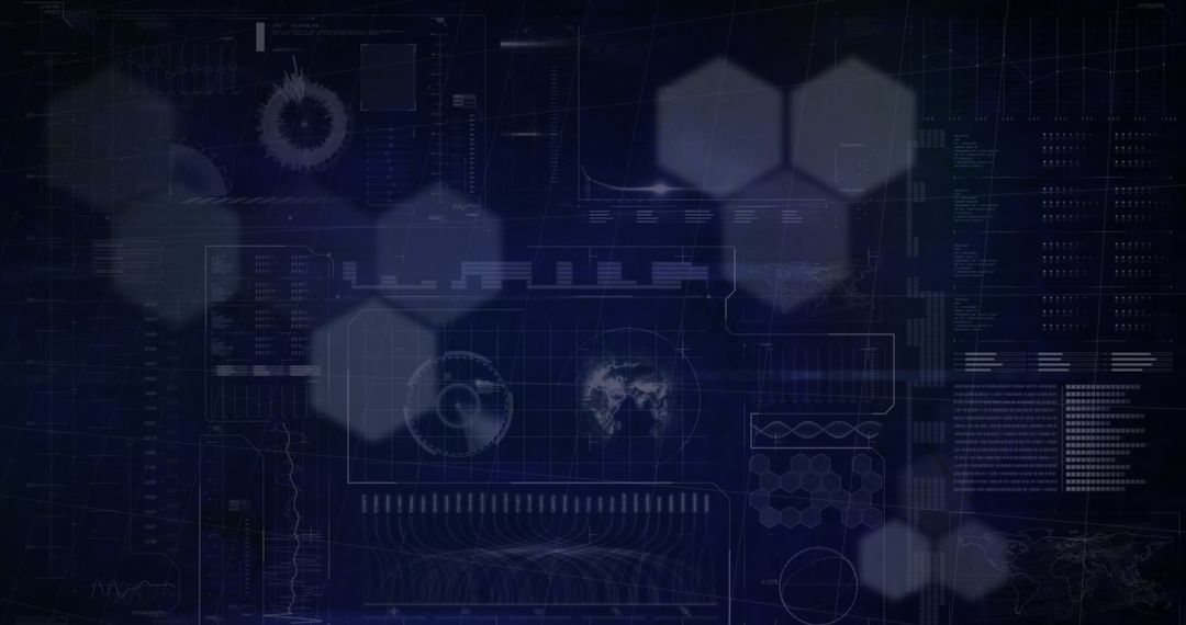 Futuristic Interface with Digital Hexagons Overlay