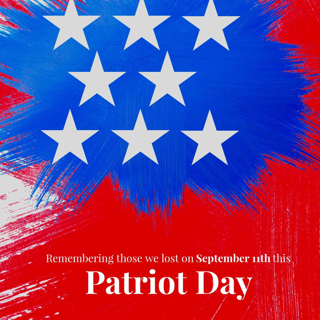 Patriot Day Memorial Illustration with Stars and Red Blue Brush Strokes