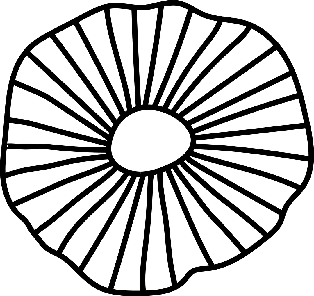 Monochrome Mushroom Cap Vector with Radiating Lines on Transparent Background