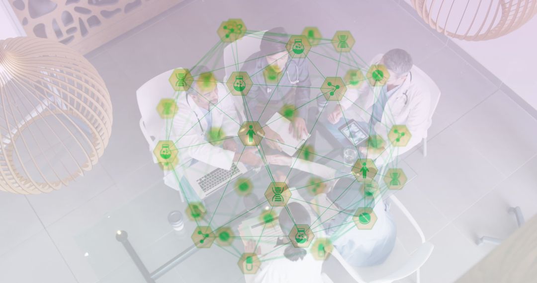 Medical Network Concept Overlay with Doctors in Meeting