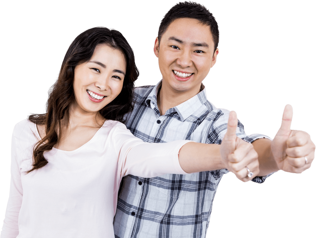 Happy Couple Giving Thumbs Up with Transparent Background
