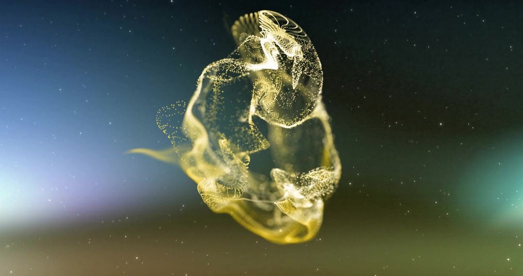 Glowing Golden Mesh on Dark Abstract Background