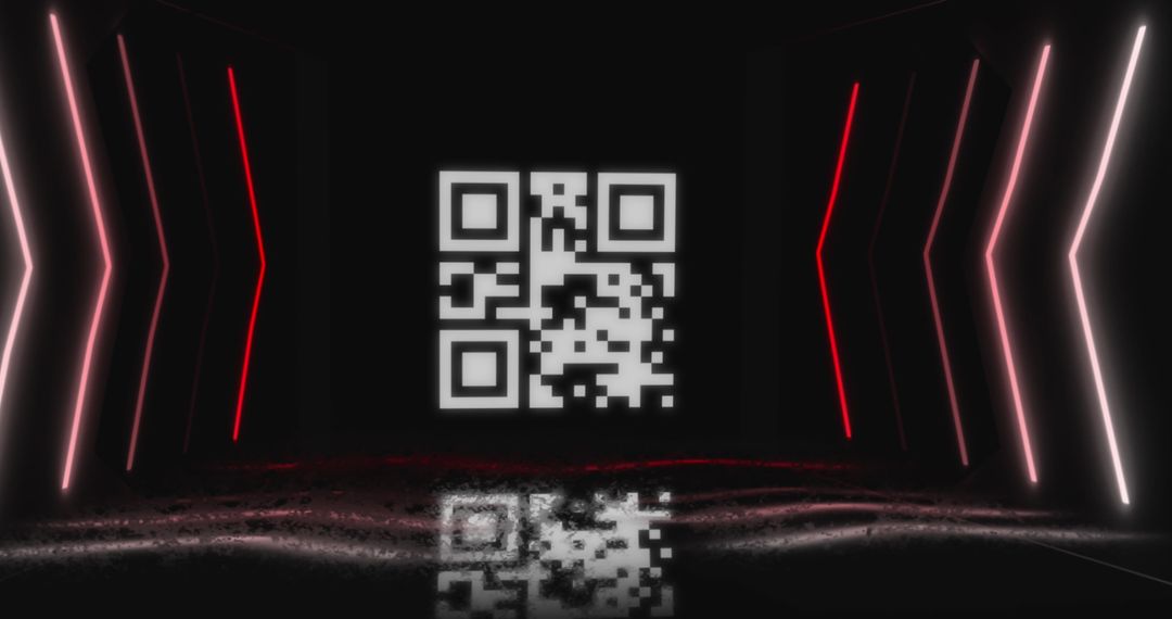 Futuristic QR Code with Neon Light Reflections