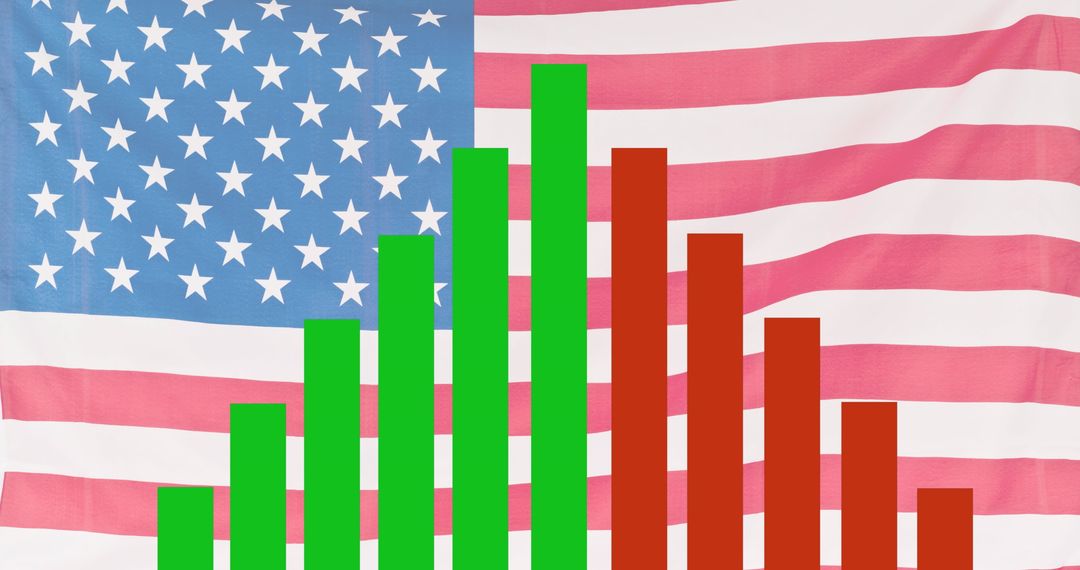 USA Flag with Statistics Charts Representation Background