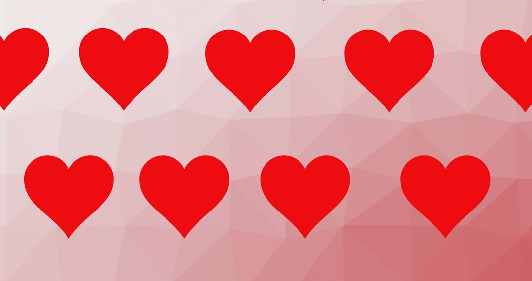 Red Hearts Pattern on Geometric Pink Background