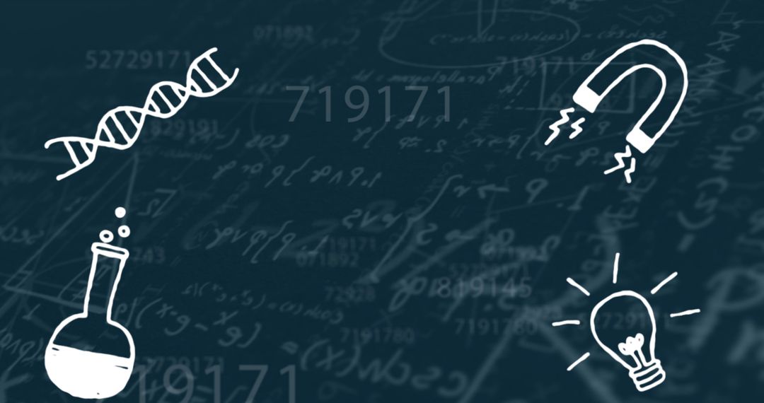 Scientific Icons with Mathematical Equations Background