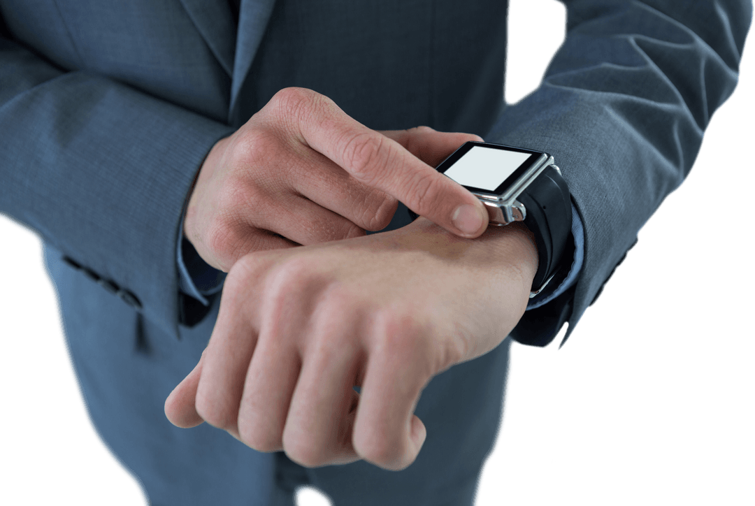 Businessman Checking Transparent Smart Watch Device