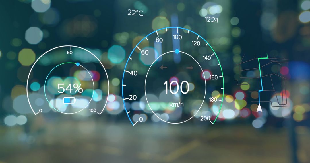 Futuristic Digital Speedometer with HUD Technology Overlay