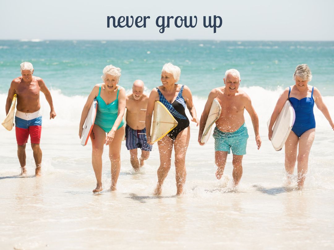 Seniors Enjoying Surfing and Vacation at Beach