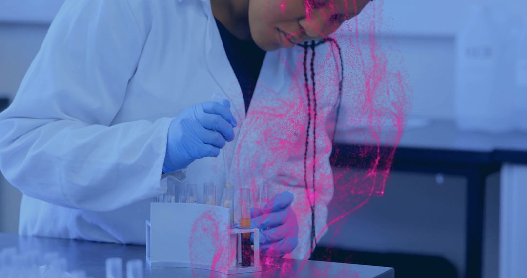 Scientist Conducting Experiment in Laboratory with Test Tubes
