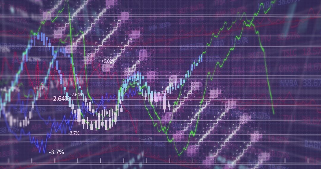Abstract Financial Data Graph with Candlestick Patterns