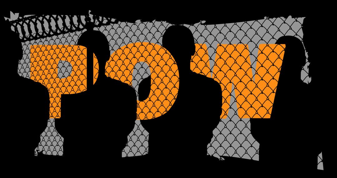 Silhouettes Against Fence with POW Tribute Backdrop