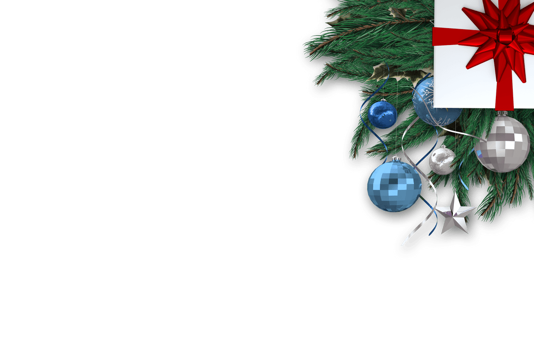 Festive Fir Wreath with Transparent Gift and Baubles