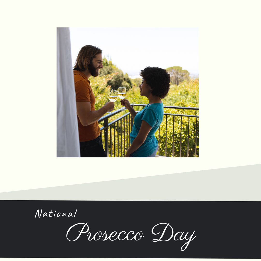 Happy Couple Toasting Prosecco Outdoors on National Prosecco Day