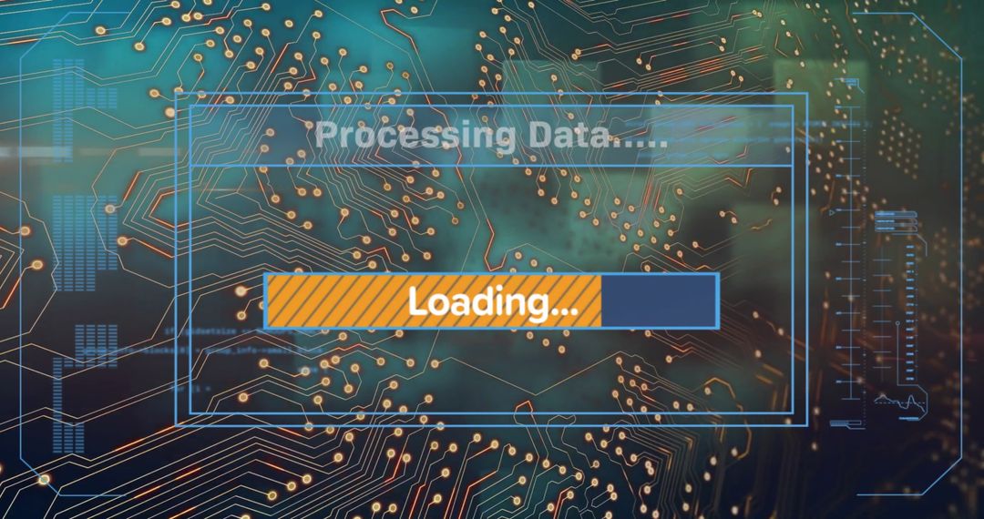 Digital Data Processing Concept with Circuit Board Background