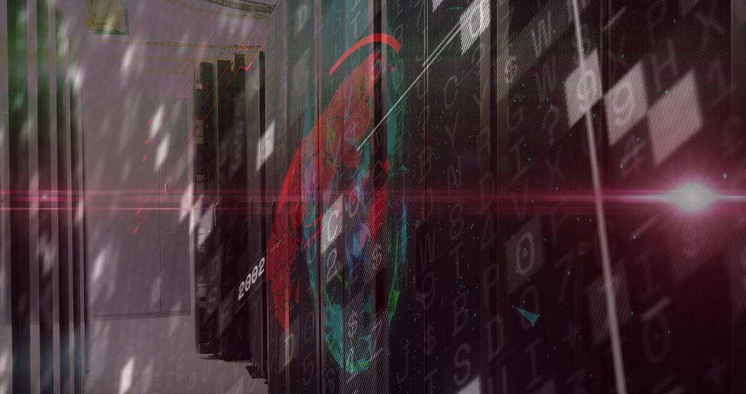 Futuristic Digital Skull Displayed in Data Center Cybersecurity Visual