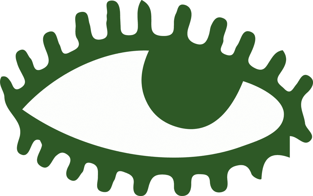 Eye Icon with Green Jagged Border on Transparent Background