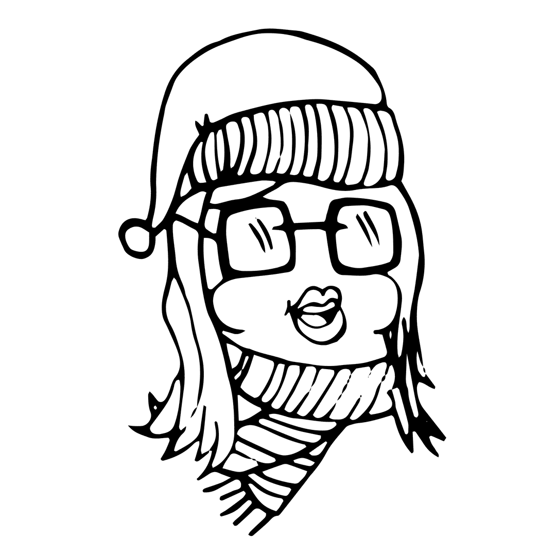 Hand Drawn Woman's Face Illustration on Transparent Background