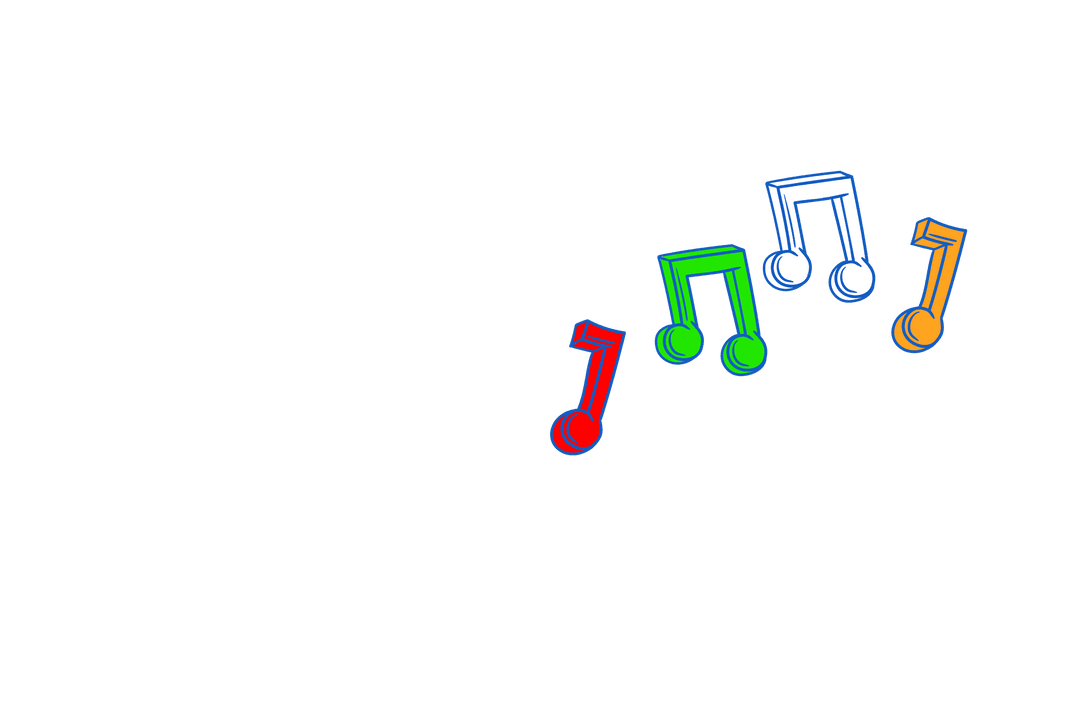 Colorful Transparent Musical Notes on Staff