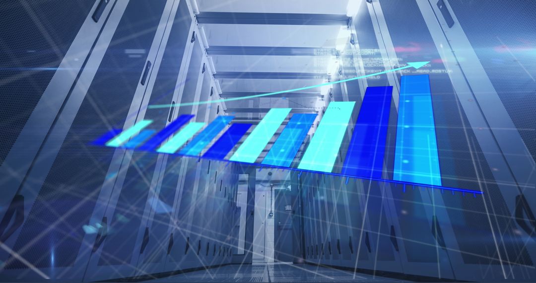 Financial Data Chart in High-Tech Server Room Environment