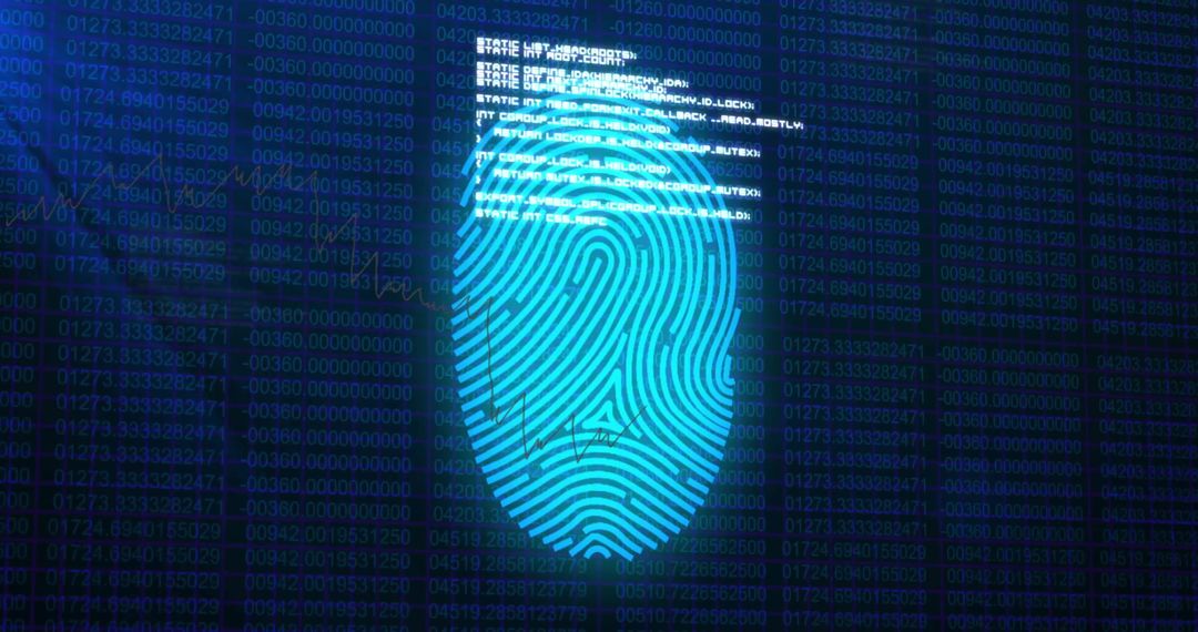 Digital Fingerprint and Data Stream on Dark Screen