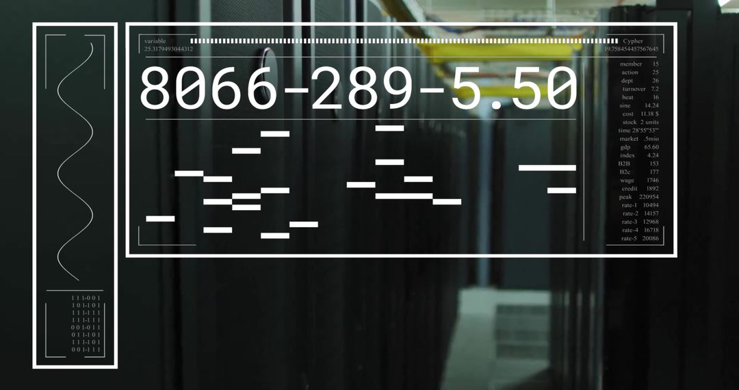 Futuristic Digital Data Interface Overlays Server Room
