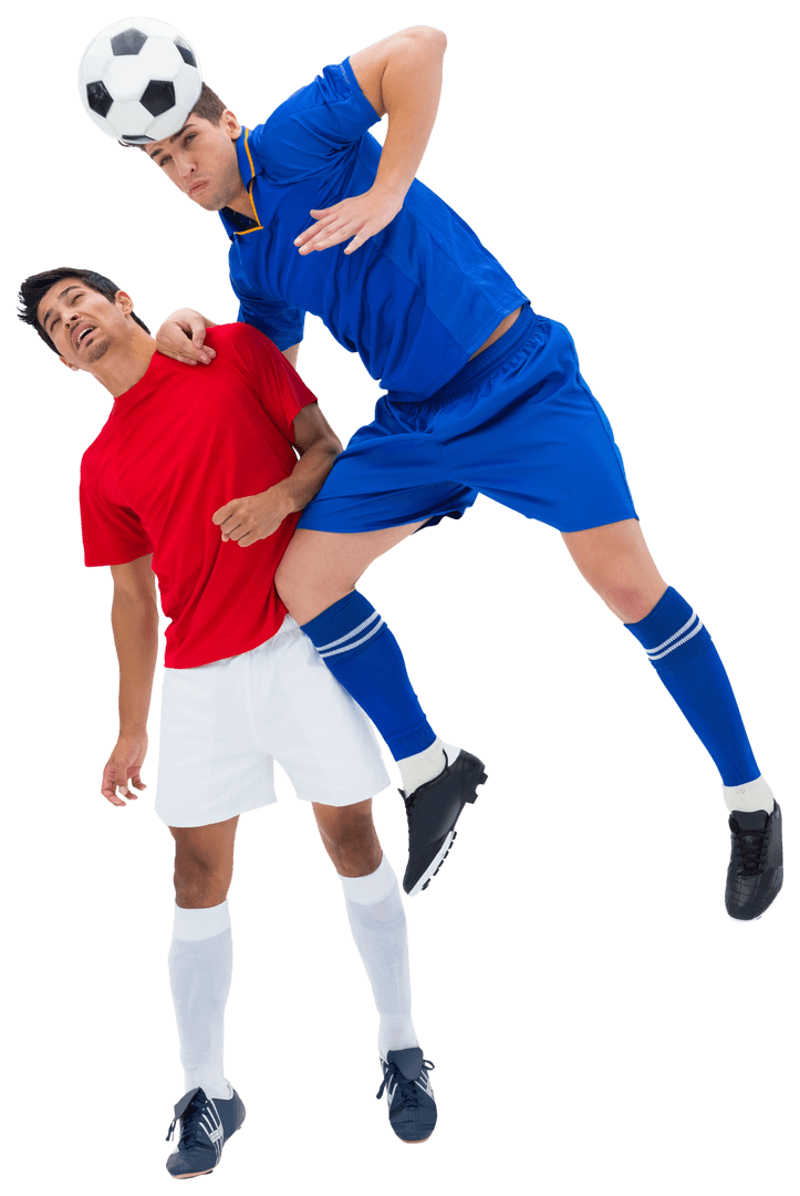 Competitive Action Diverse Football Players on Transparent Background